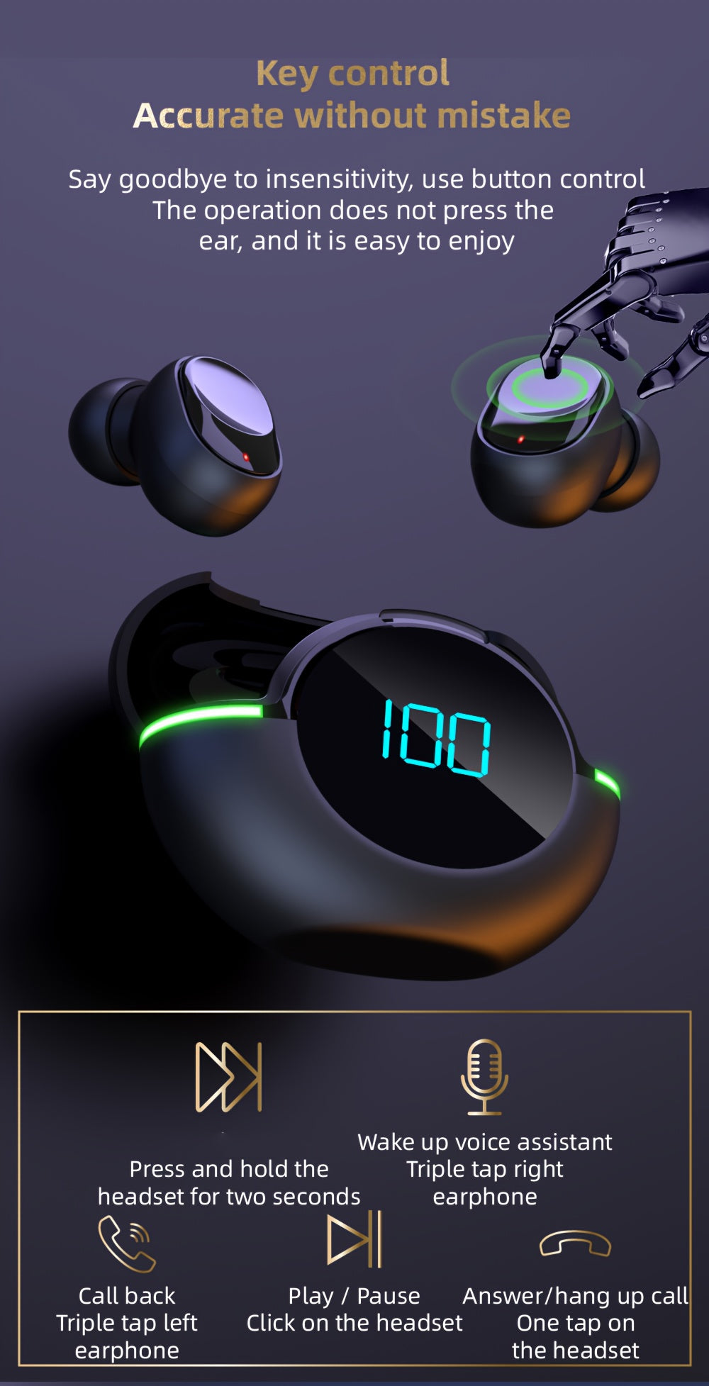 Wireless Touch Control Earbuds™
