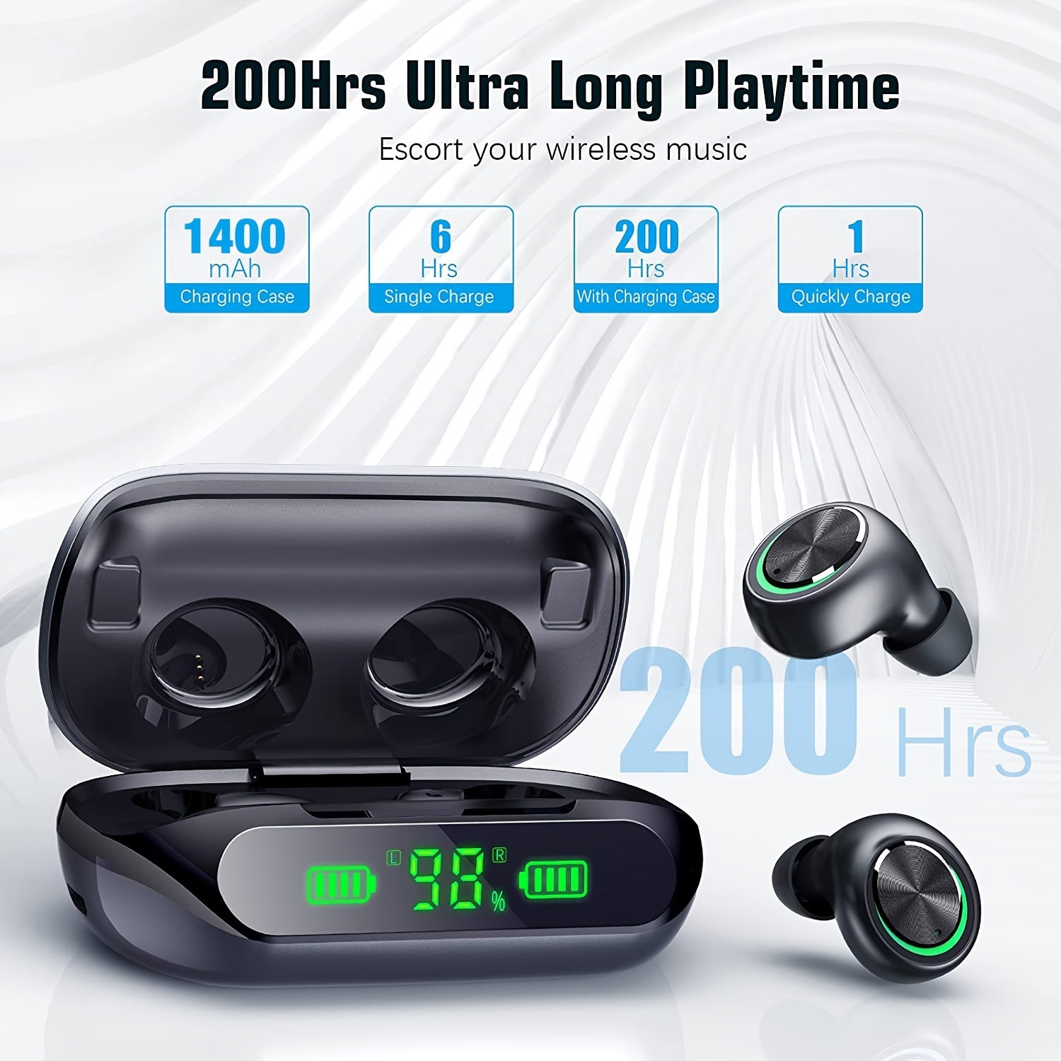 Wireless Earbuds 200 Hours Playtime™