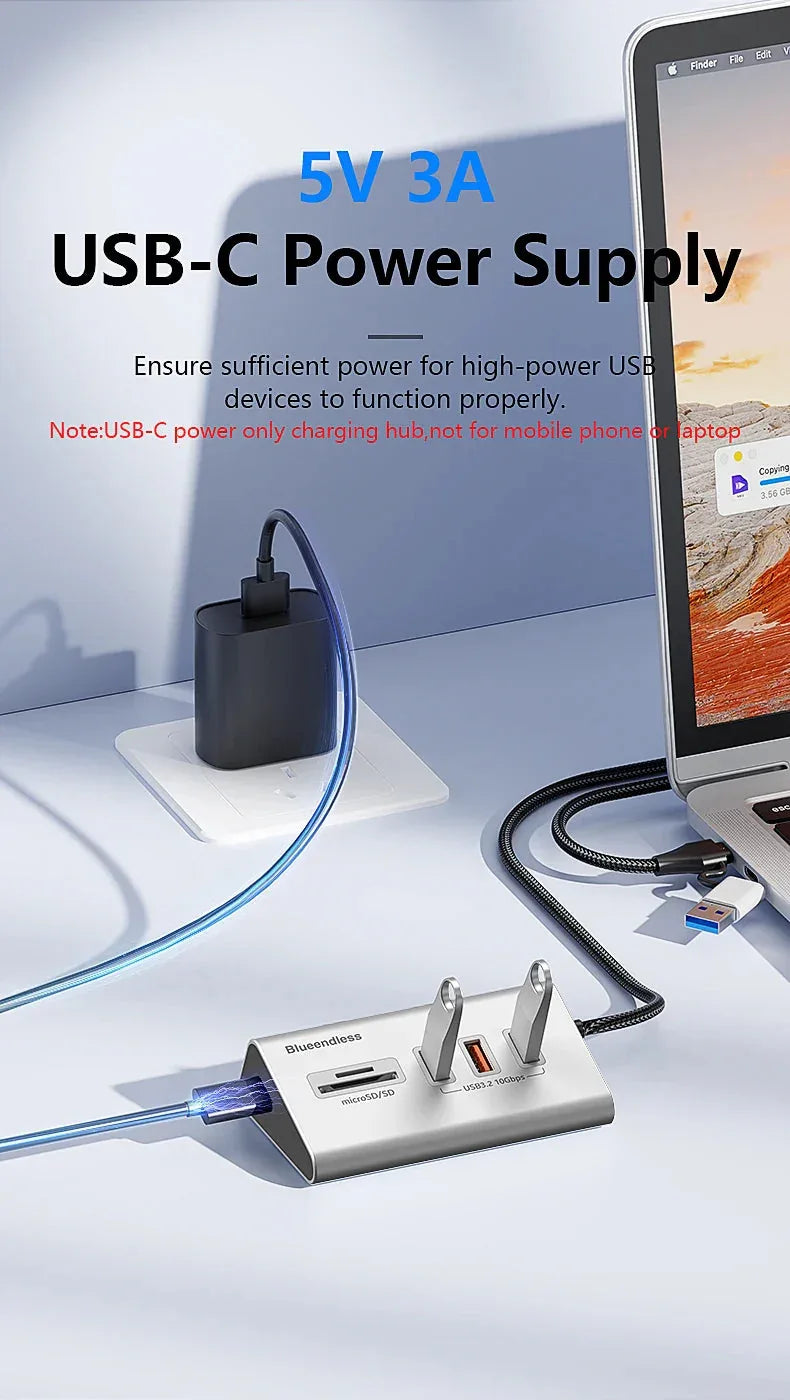 Blueendless Aluminium USB3.2 Gen2 10Gbps 5 ports HUB™ - RS Store