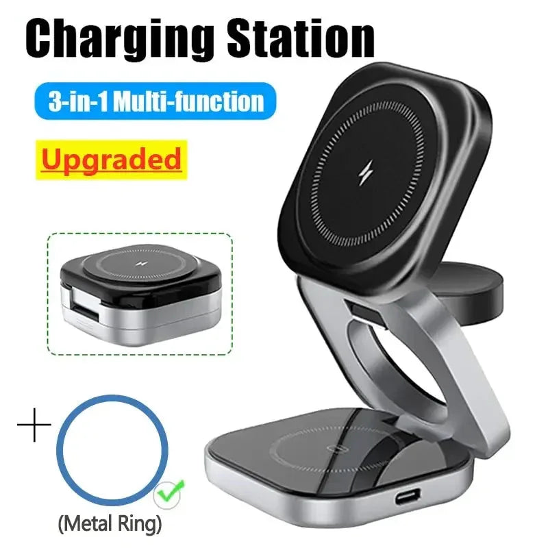 3 In 1 Foldable Magnetic Wireless Charger Stand Vikefon™ - RS Store