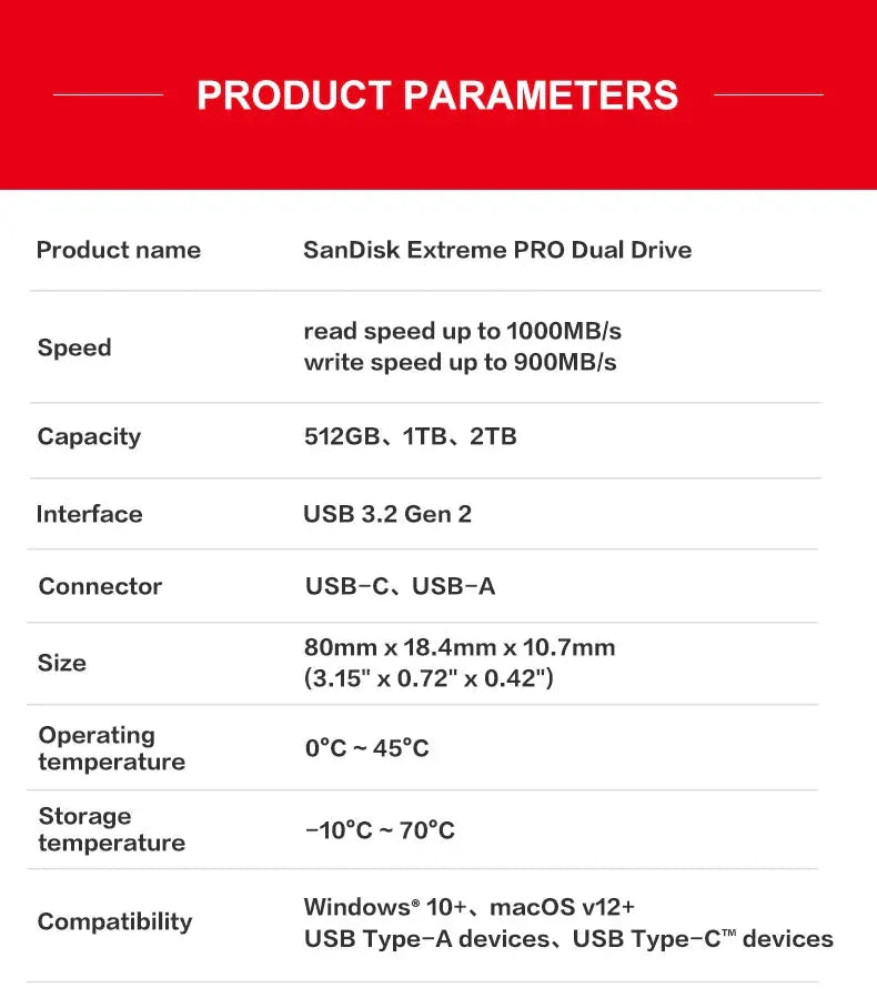 Extreme PRO Dual USB 3.2 Type-C Flash Drive Sandisk™ - RS Store