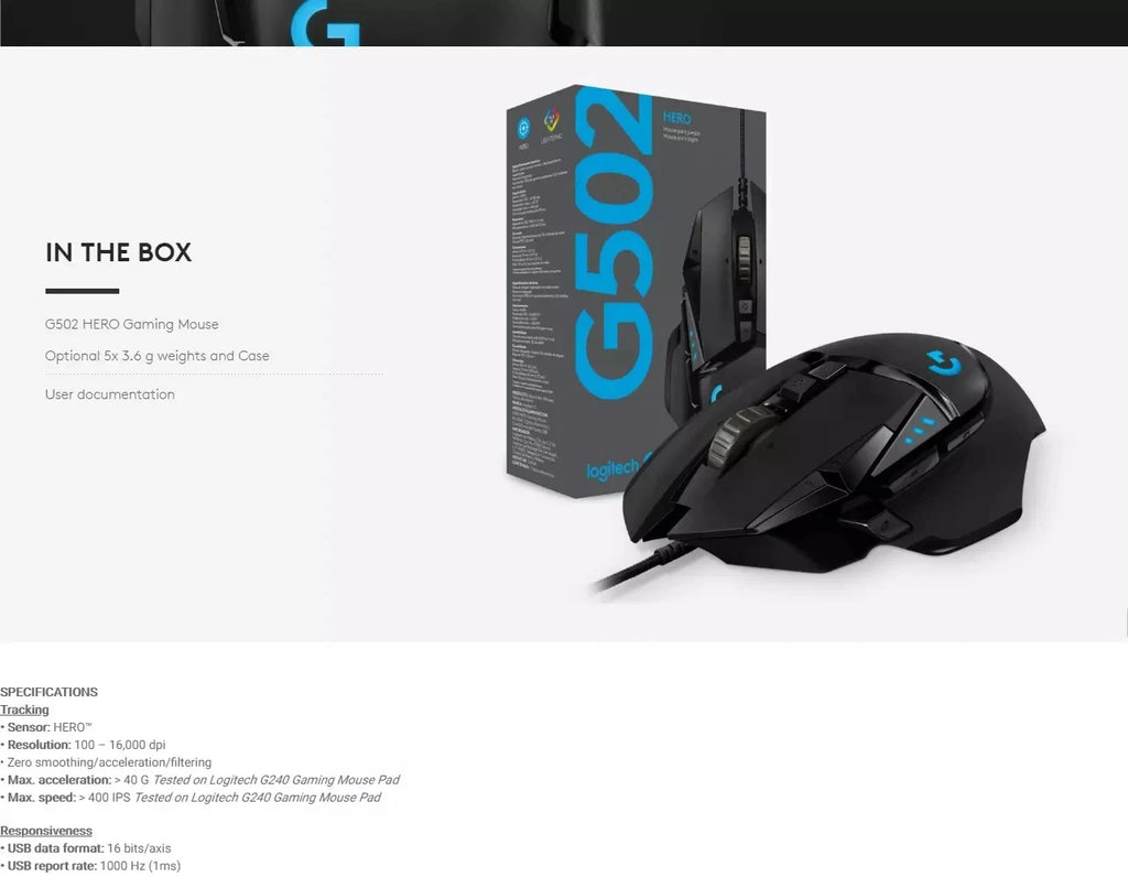 G502 HERO Professional Gaming Mouse 25600DPI Logitech™