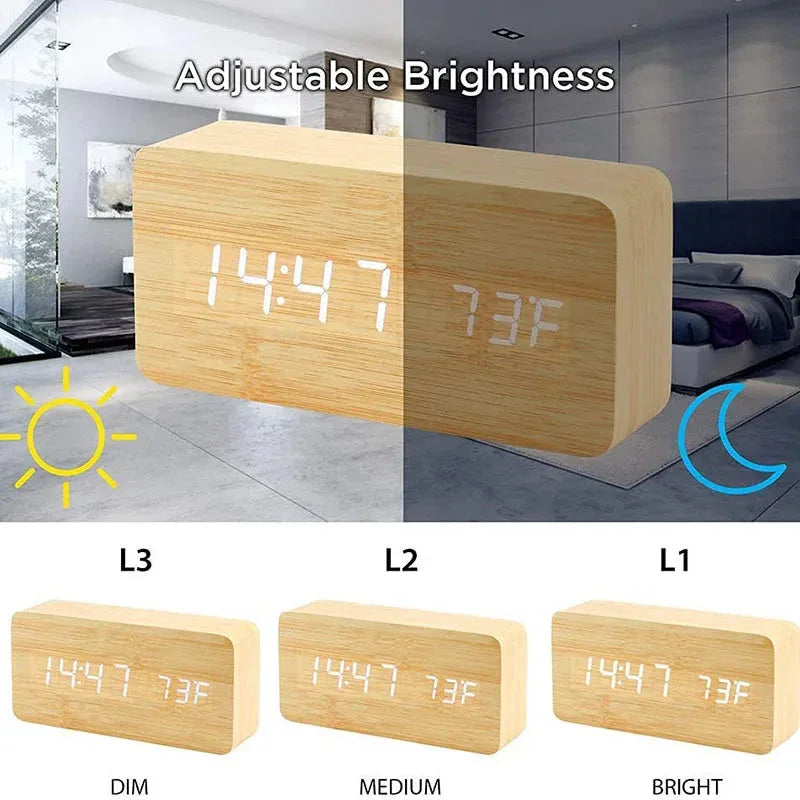 Wooden Digital Alarm Clock Niditon™ - RS Store