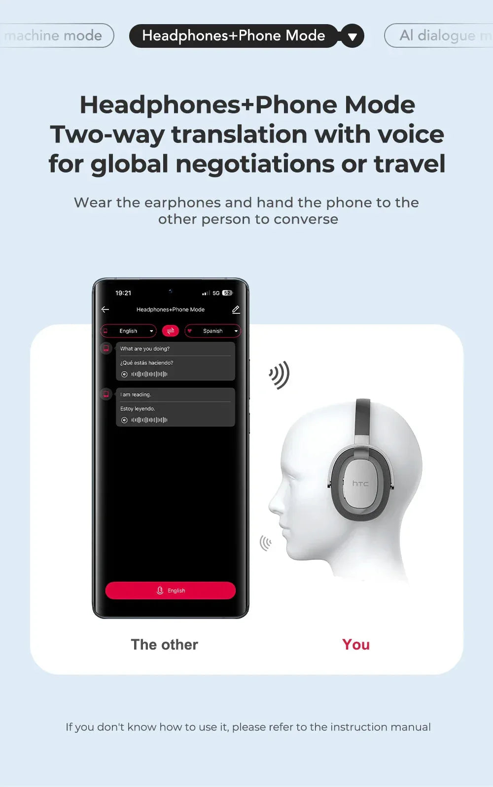 Over-ear Headphones 134 Languages Translation Earphones Htc™ - RS Store