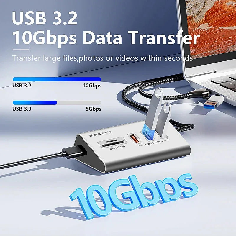 Blueendless Aluminium USB3.2 Gen2 10Gbps 5 ports HUB™ - RS Store