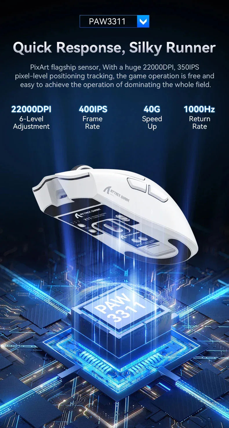 X11 Gaming Mouse Wireless Attack Shark™ - RS Store