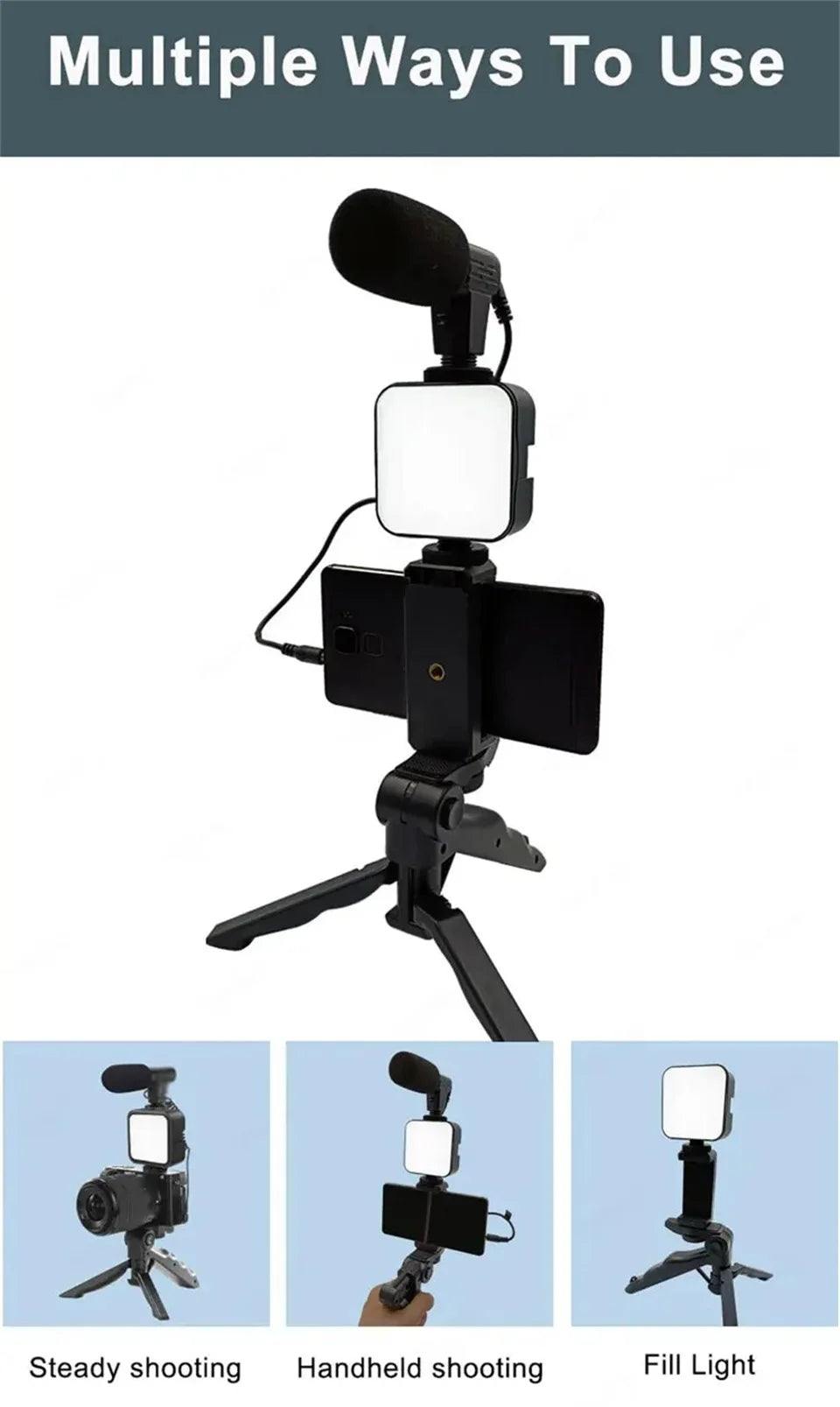Smartphone Vlogging Kit With Tripod Phone Holder Sttkgzd™