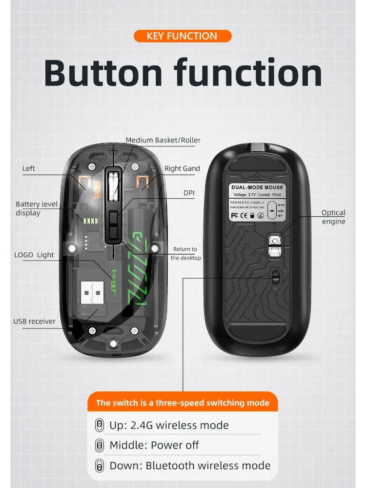 Transparent Wireless Mouse Opuyym™ - RS Store
