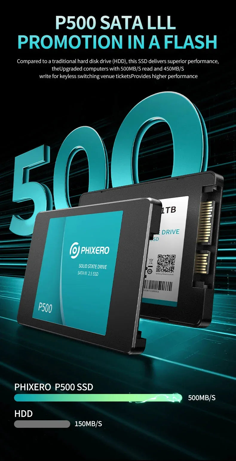 PHIXERO SSD HDD 2.5 Hard Disk SSD 1TB 2TB 512GB 128GB 256GB™ - RS Store