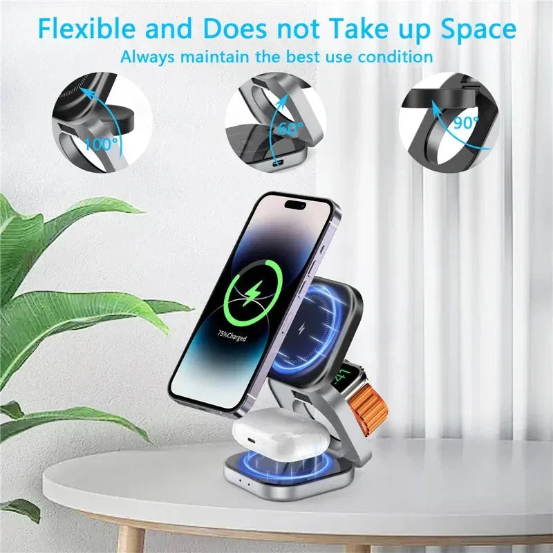 3 In 1 Foldable Magnetic Wireless Charger Stand Vikefon™ - RS Store