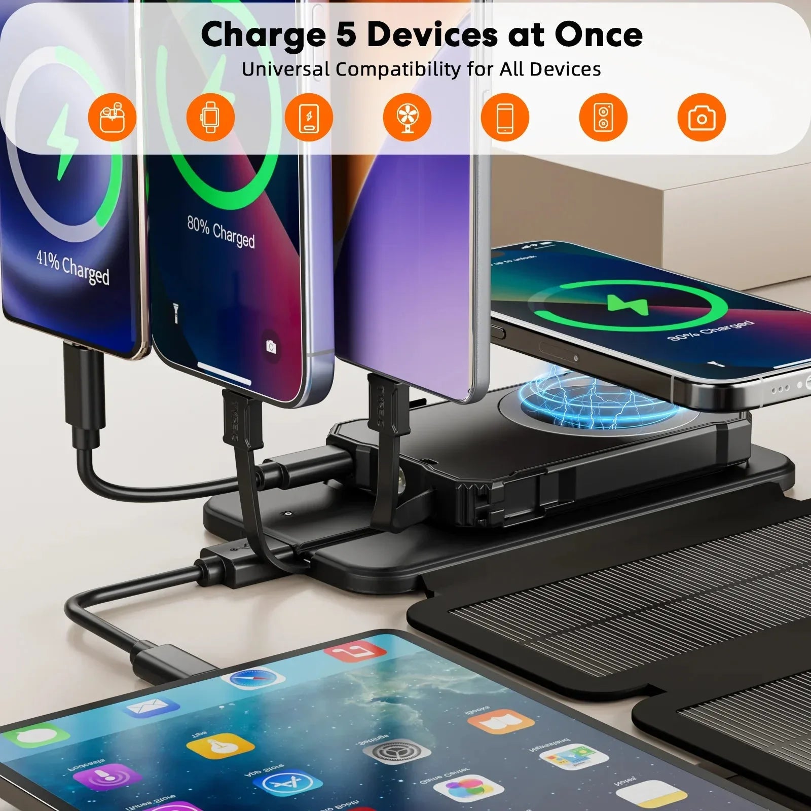 15W Magnetic Wireless 5000mAh Solar Power Bank™ - RS Store