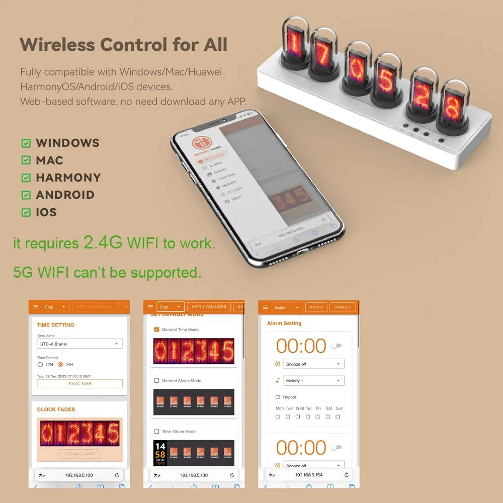 WIFI Control IPS Nixie Tube Alarm Clock Neimz™ - RS Store