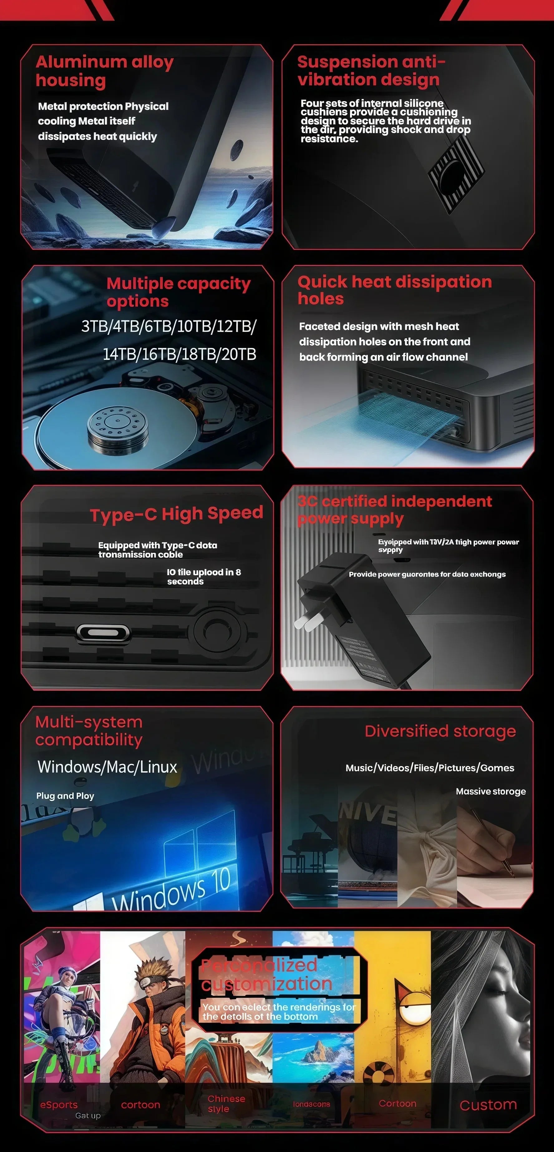 16TB 20TB External Hard Drive USB 3.0 Type-C HDD™ - RS Store