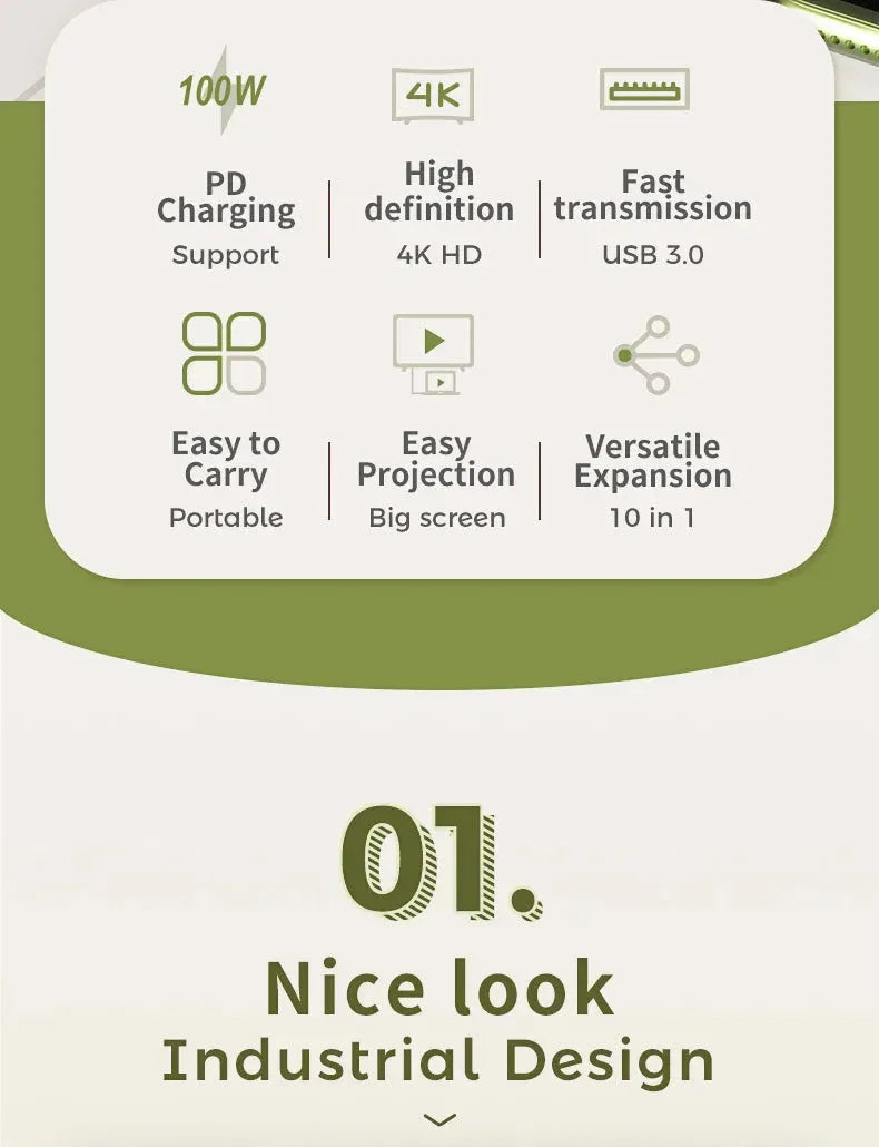 FC&EC USB C HUB Type C Adapter 10 in 1™ - RS Store