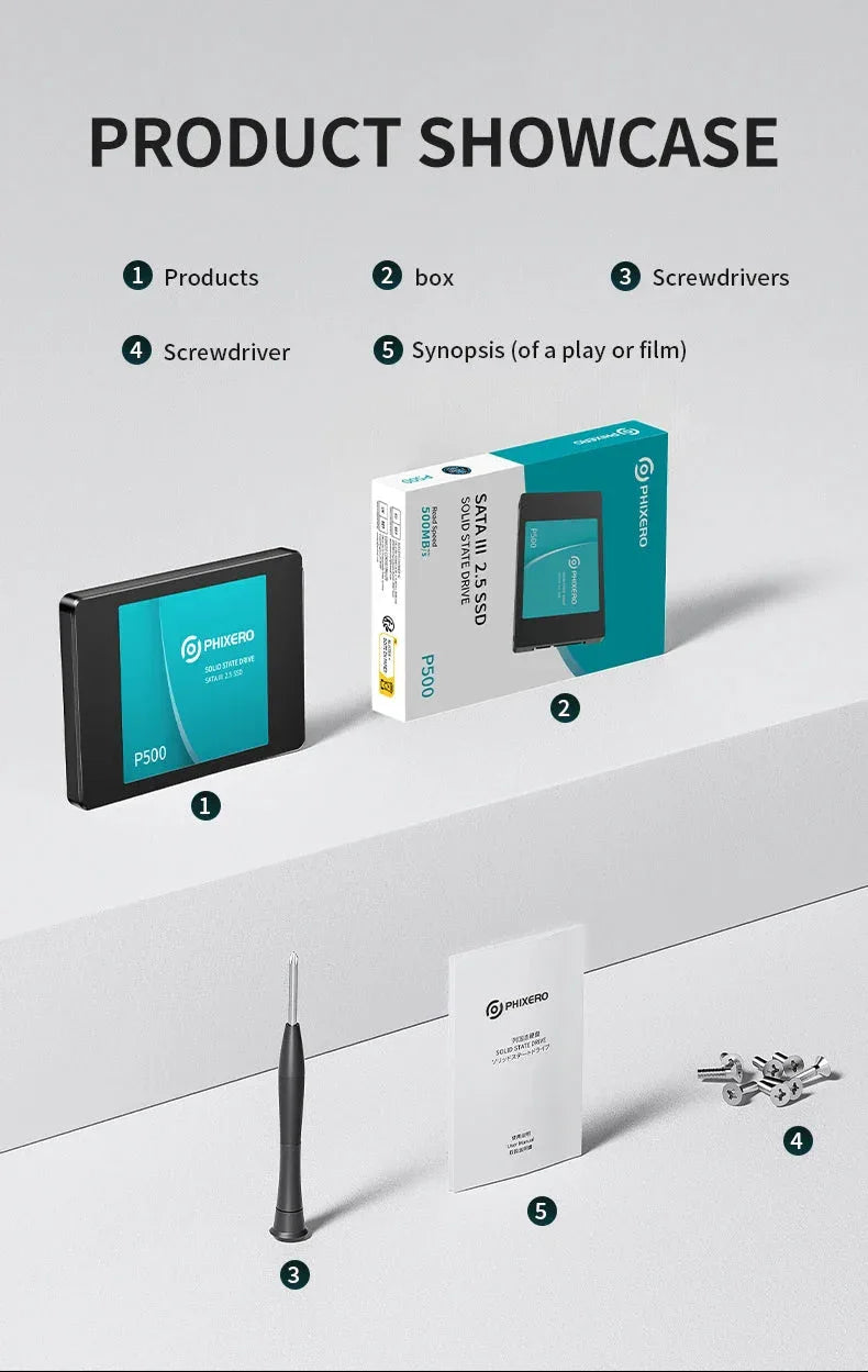 PHIXERO SSD HDD 2.5 Hard Disk SSD 1TB 2TB 512GB 128GB 256GB™ - RS Store