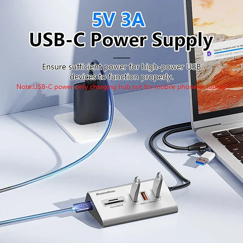 Blueendless Aluminium USB3.2 Gen2 10Gbps 5 ports HUB™ - RS Store