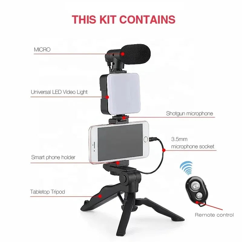 Smartphone Vlogging Kit With Tripod Phone Holder Sttkgzd™