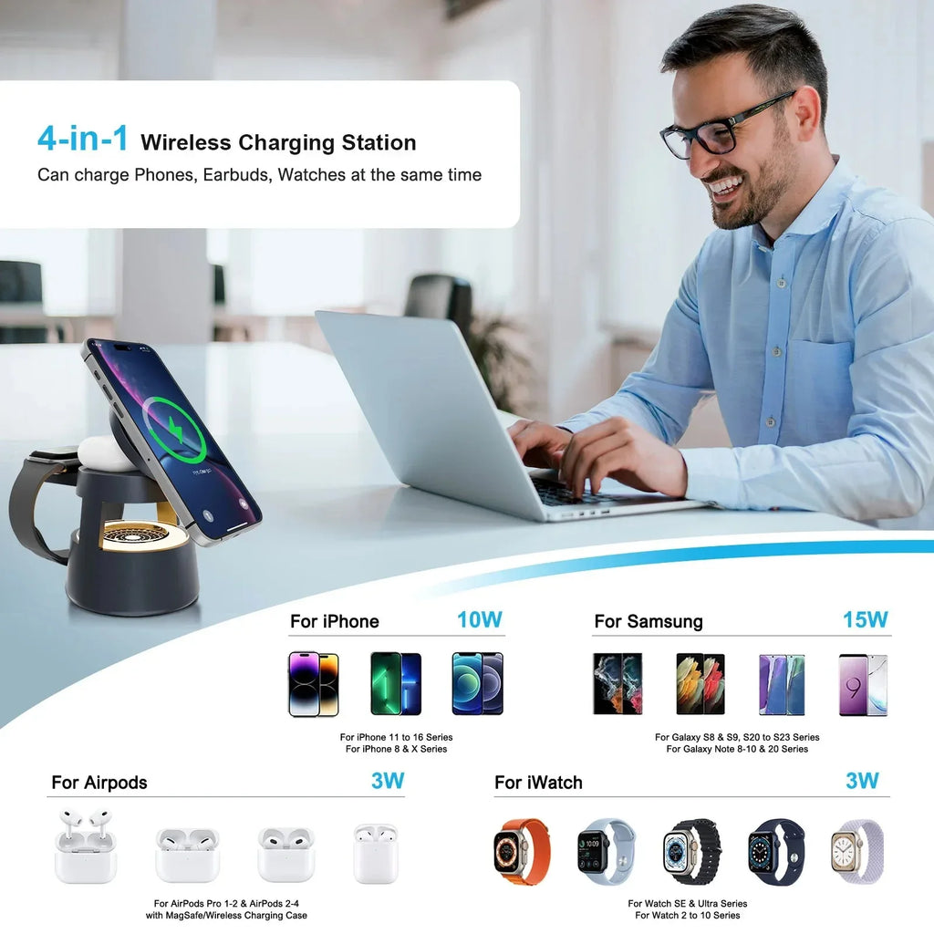 4 in 1 Wireless Charging Station Magnetic 15W Fast Charger™ - RS Store