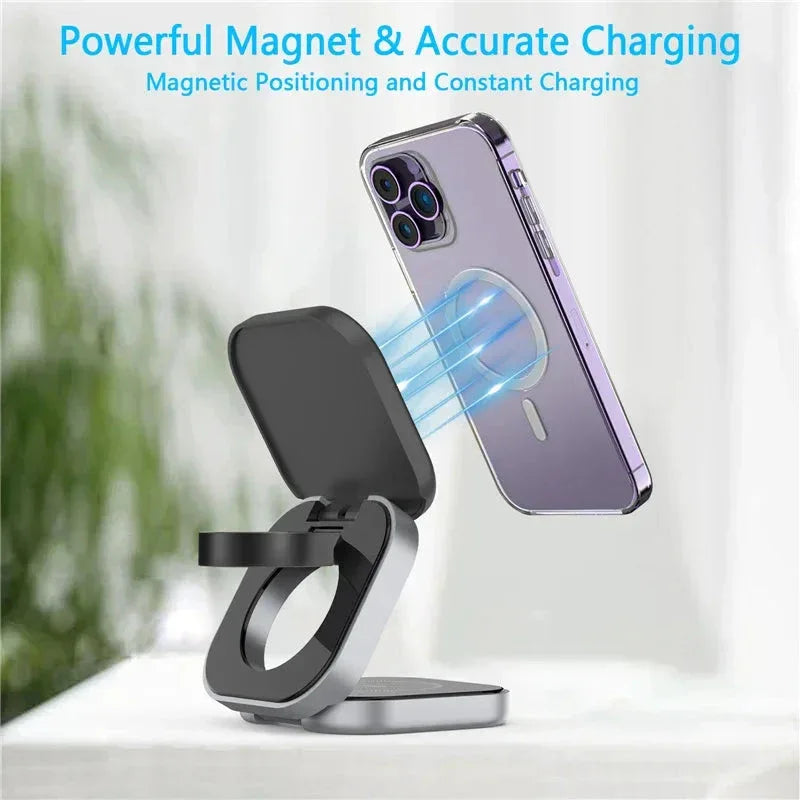 3 In 1 Foldable Magnetic Wireless Charger Stand Vikefon™ - RS Store