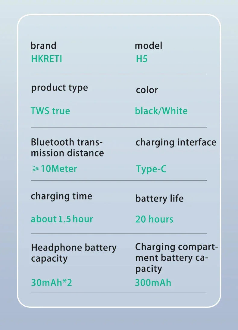 H5 Bluetooth 5.4 Wireless Earbuds HKRETI™ - RS Store