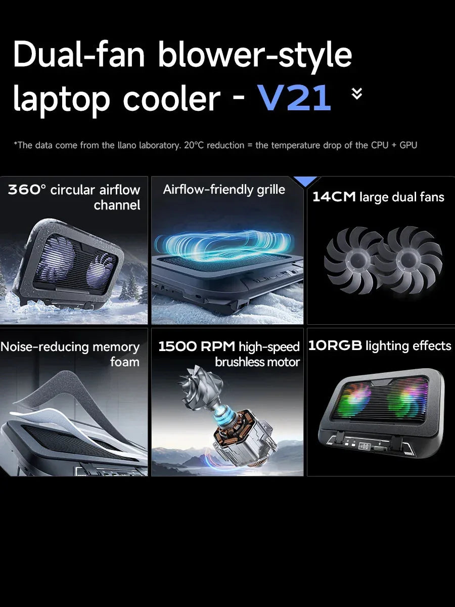 14cm Dual Fans Laptop Cooler™ - RS Store