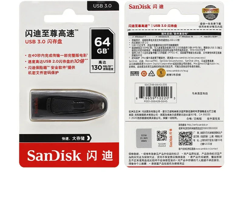 Black PenDrive CZ48 SanDisk 100% Original USB™ - RS Store