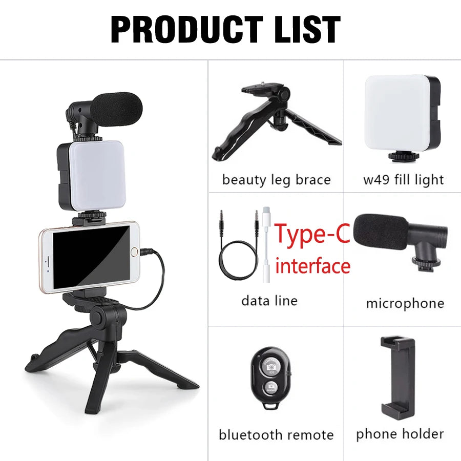 Smartphone Vlogging Kit With Tripod Phone Holder Sttkgzd™