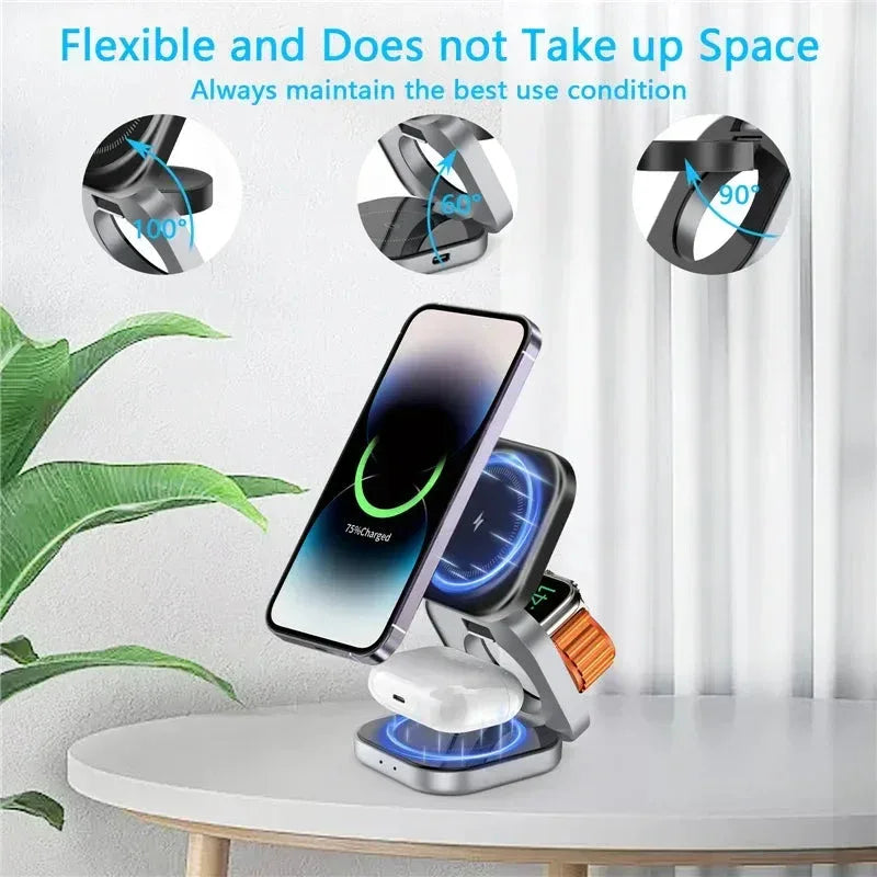 3 In 1 Foldable Magnetic Wireless Charger Stand Vikefon™ - RS Store