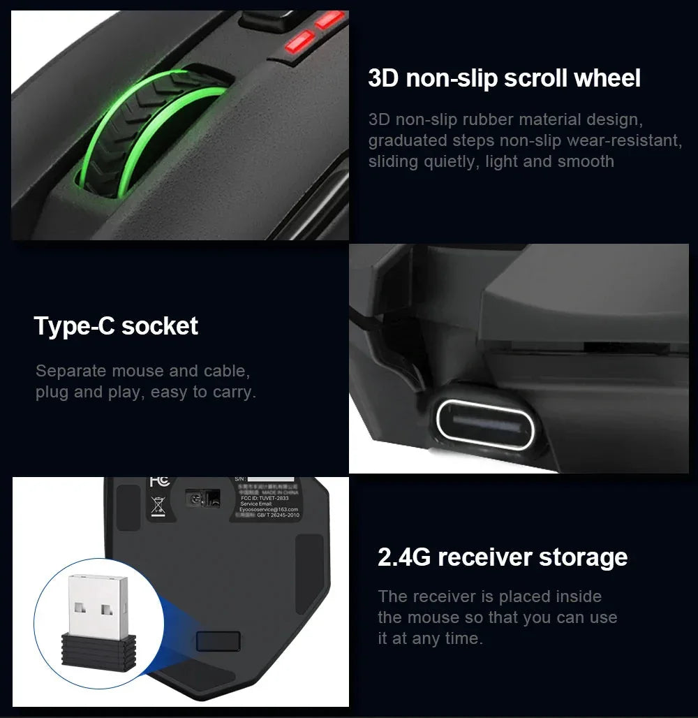 X-33 RGB USB 2.4G Wireless Gaming Mouse 16000 DPI E-yooso™ - RS Store