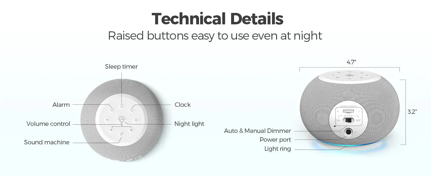 Auto-Dimmable Sound Machine Alarm Clock Anjank™ - RS Store