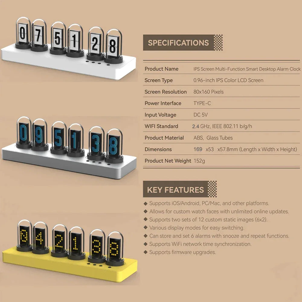 WIFI Control IPS Nixie Tube Alarm Clock Neimz™ - RS Store
