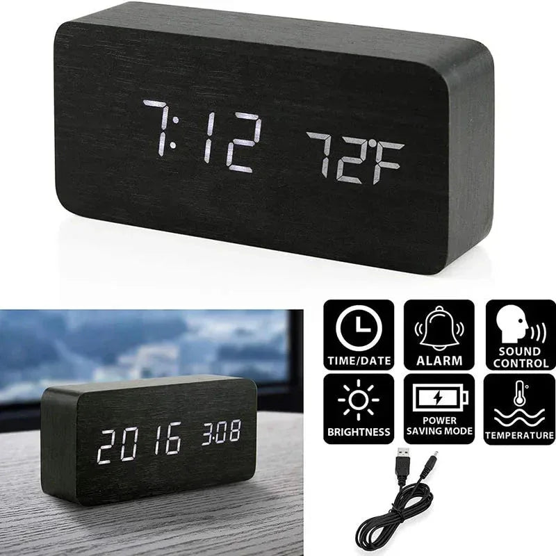 Wooden Digital Alarm Clock Niditon™ - RS Store
