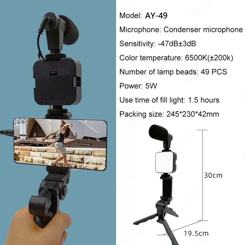 Smartphone Vlogging Kit With Tripod Phone Holder Sttkgzd™