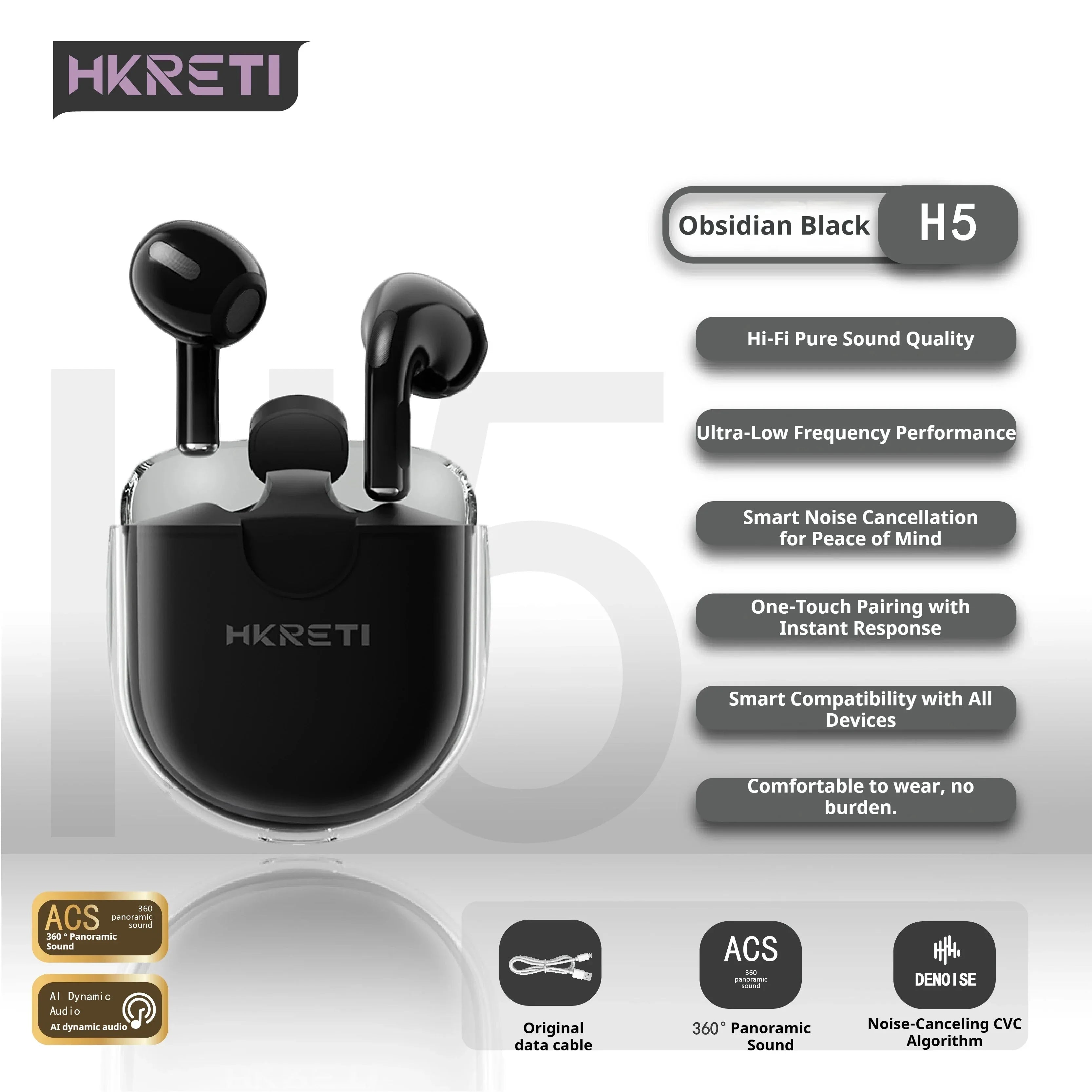 H5 Bluetooth 5.4 Wireless Earbuds HKRETI™ - RS Store