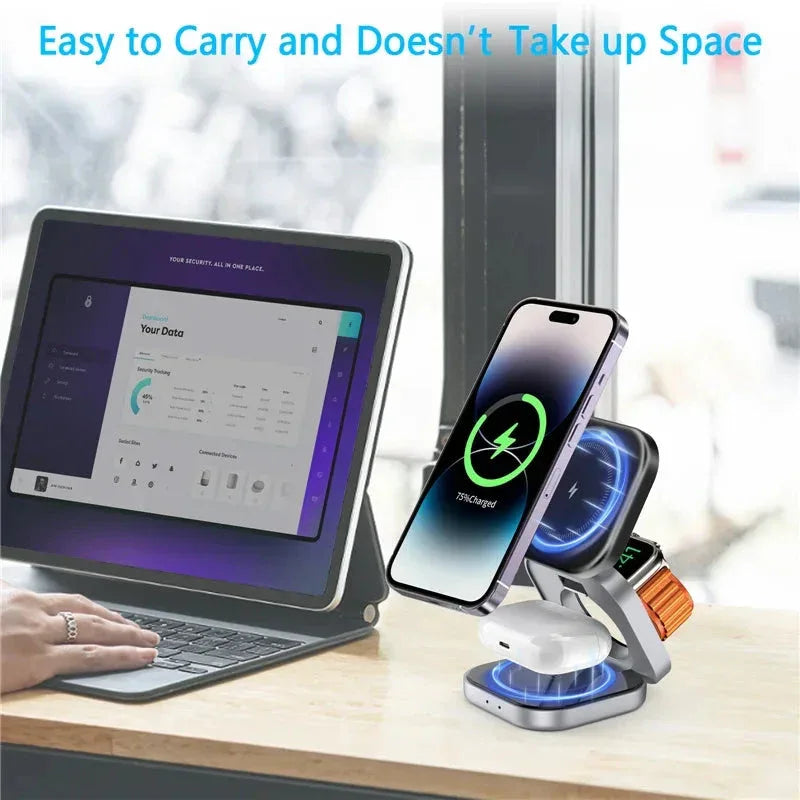3 In 1 Foldable Magnetic Wireless Charger Stand Vikefon™ - RS Store