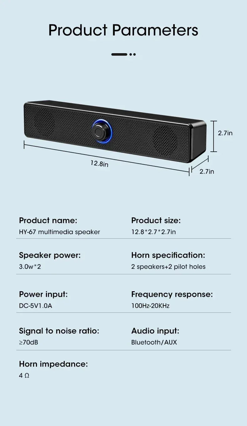 PC Soundbar Wired and Wireless Bluetooth Speaker Vikefon™ - RS Store