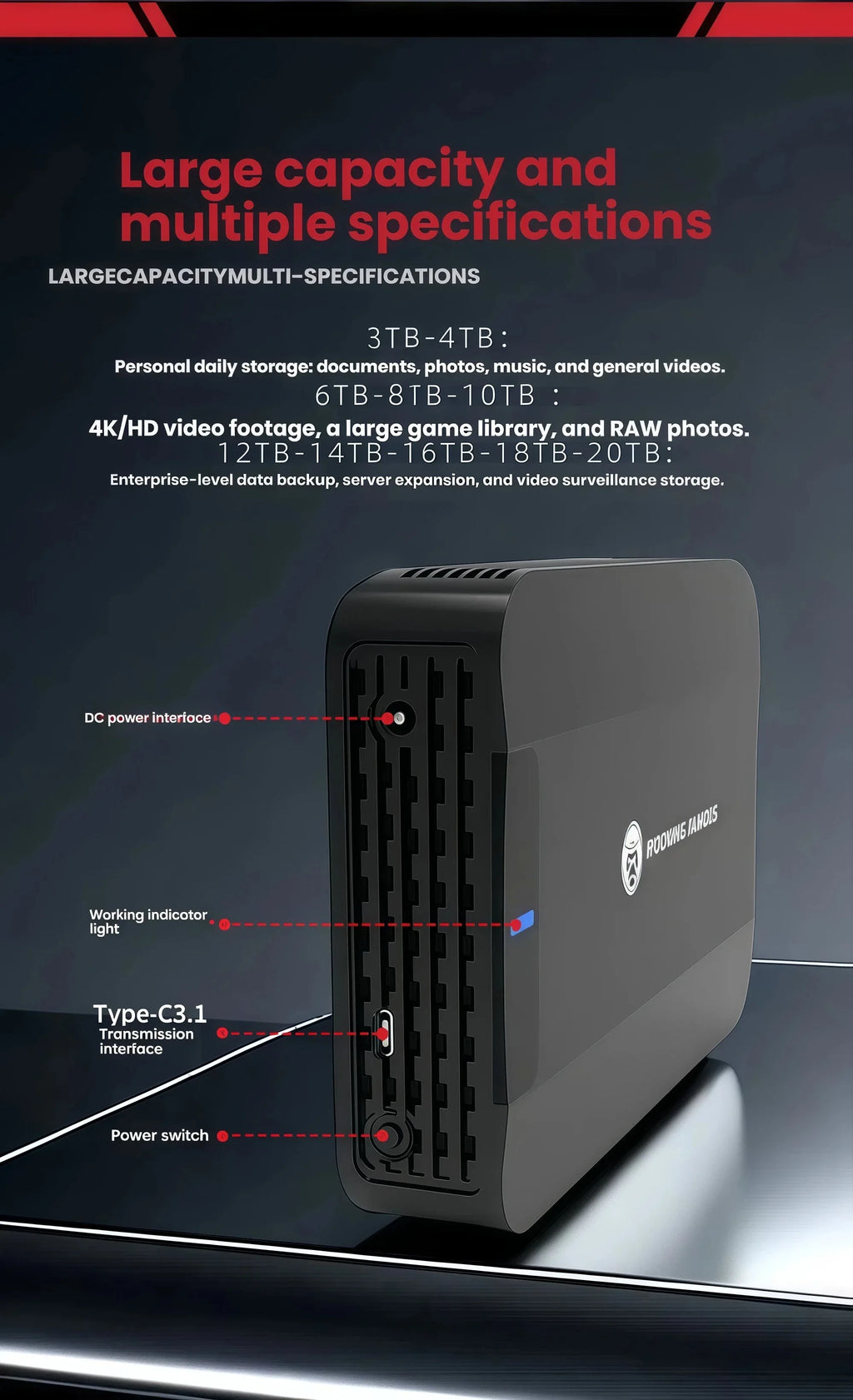 16TB 20TB External Hard Drive USB 3.0 Type-C HDD™ - RS Store