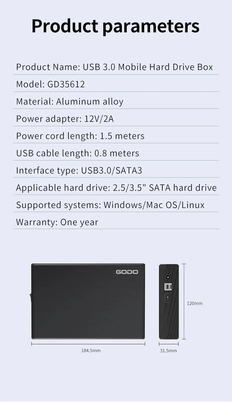 GODO USB 3.0 3.5 Inch SATA HDD SSD External Hard Drive™ - RS Store