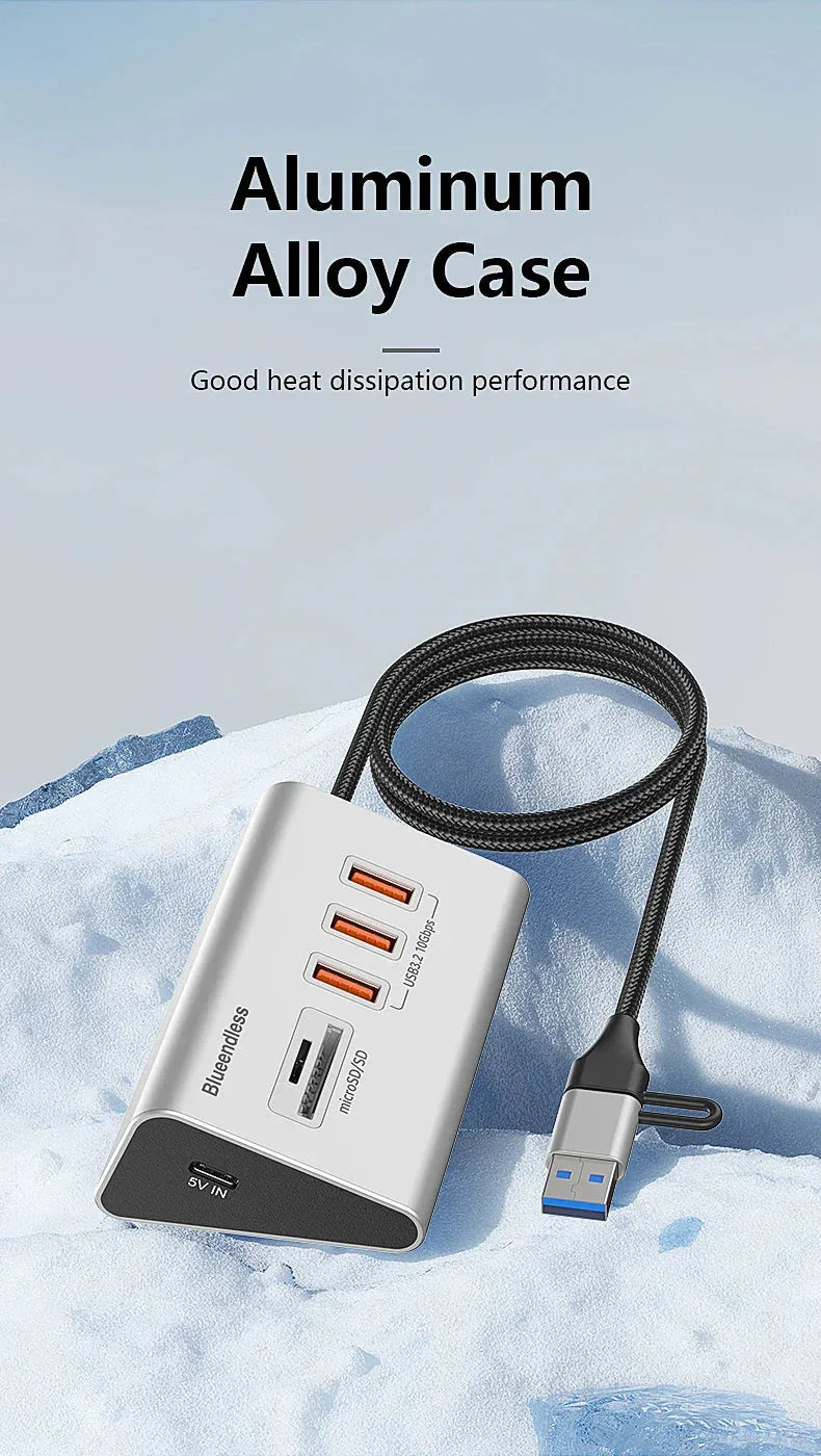 Blueendless Aluminium USB3.2 Gen2 10Gbps 5 ports HUB™ - RS Store