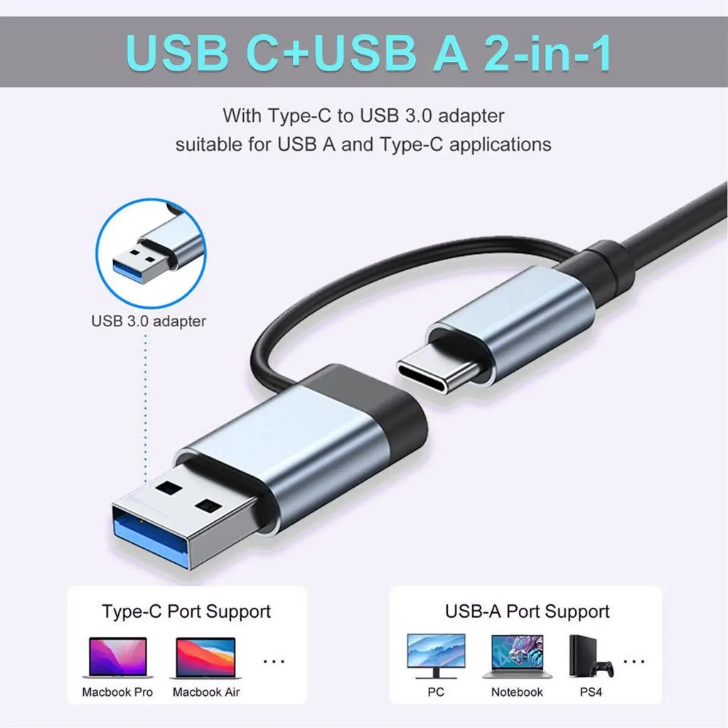 USB HUB 8 in 1 with SD/TF Card Reader
