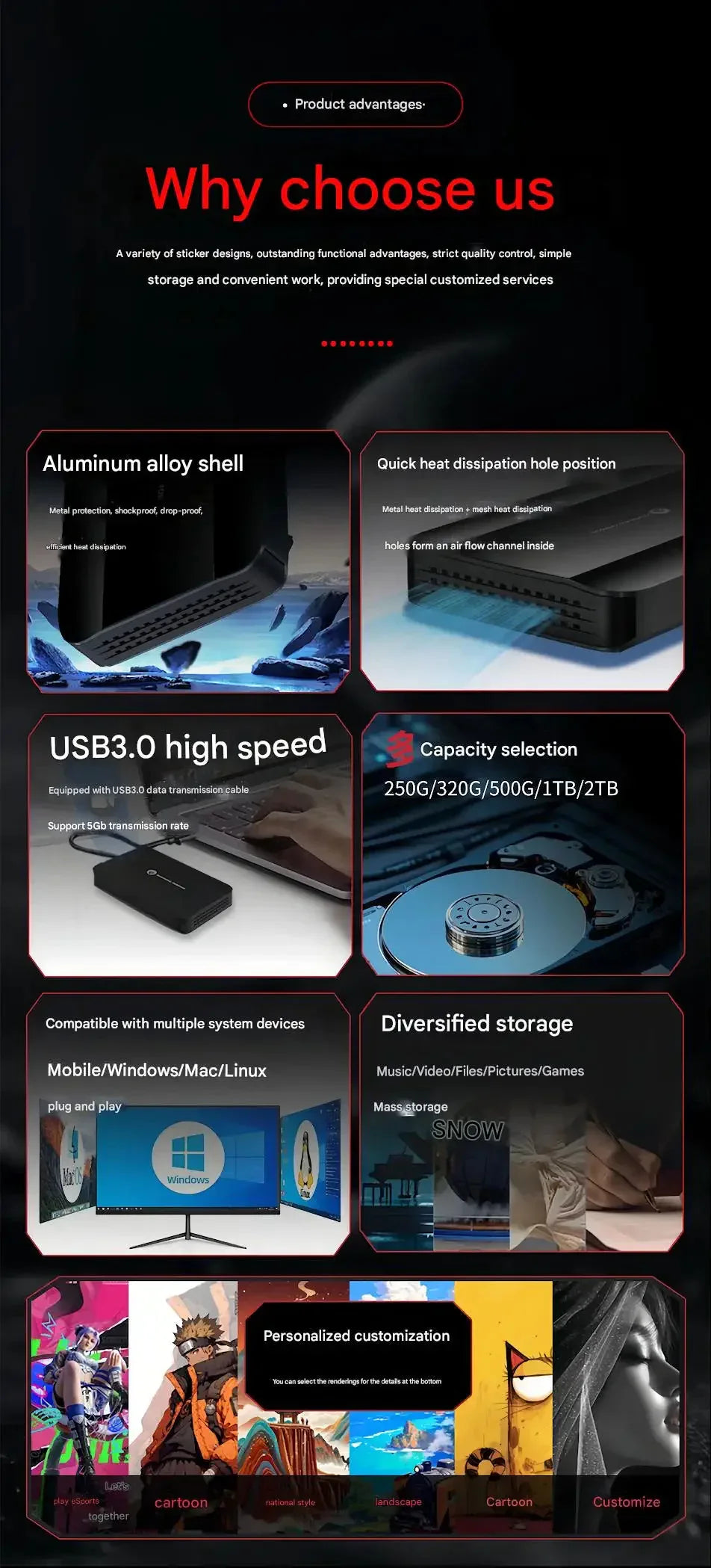 Portable HDD External Hard Drive Disk 320GB 500GB 1TB USB3.0™ - RS Store