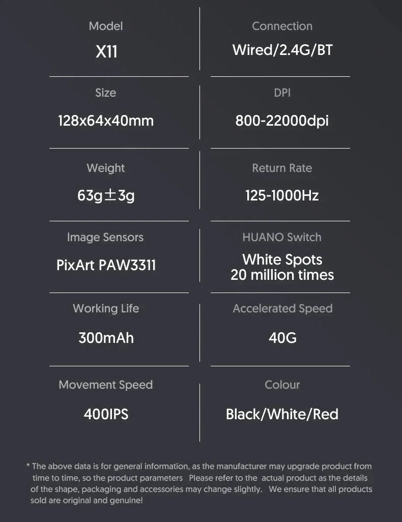 X11 Gaming Mouse Wireless Attack Shark™ - RS Store