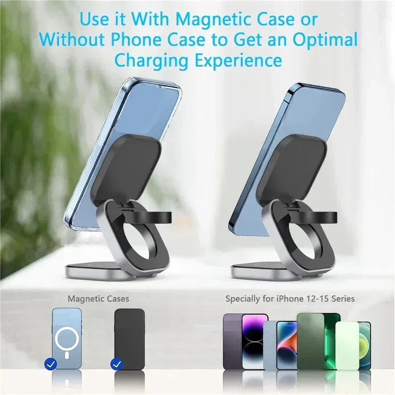 3 In 1 Foldable Magnetic Wireless Charger Stand Vikefon™ - RS Store