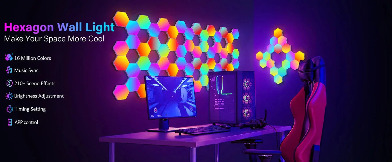 RGB Smart Hexagonal Wall Lamp Toucloud™ - RS Store