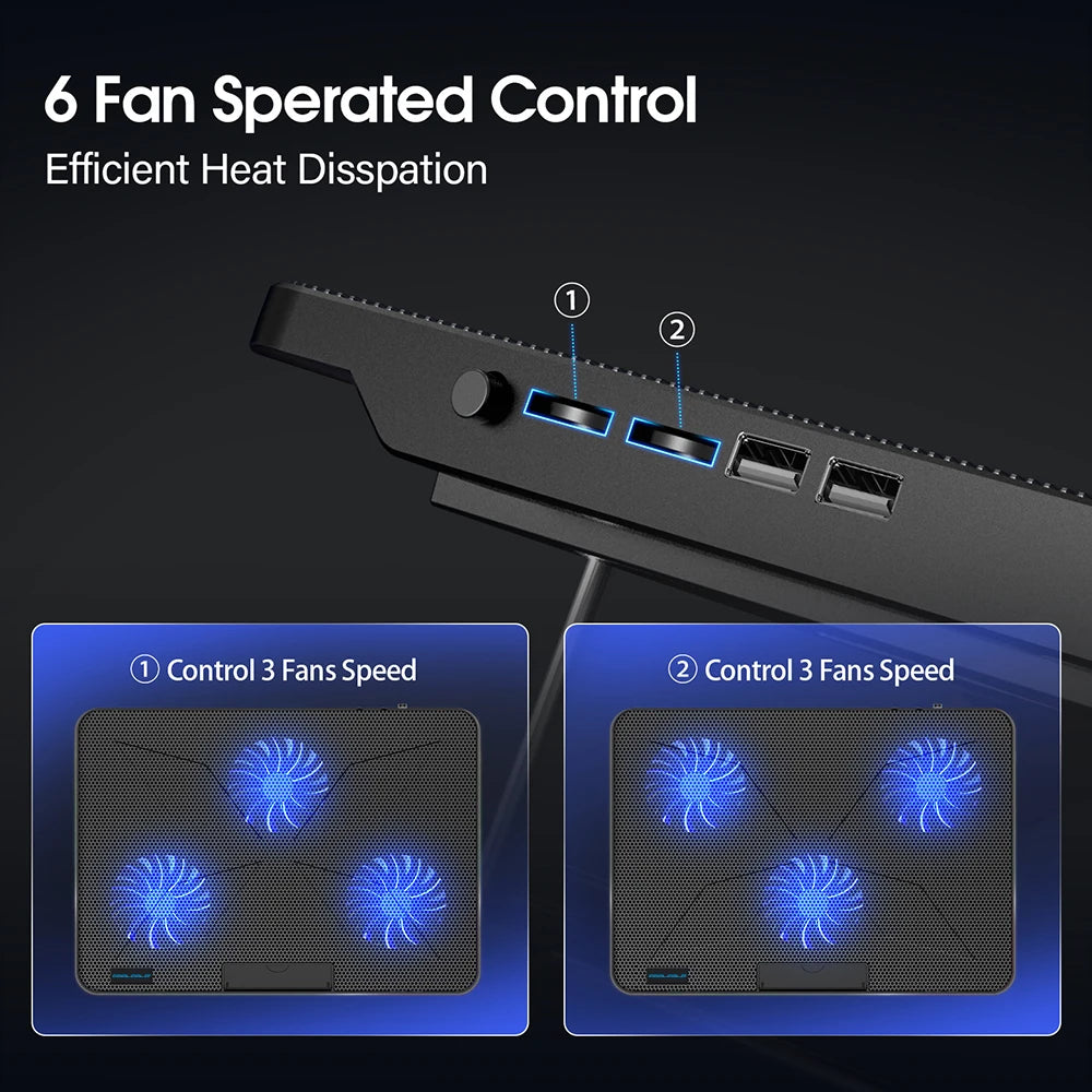 15.6-17.3inch Laptop Cooling Pad with 6 Quiet Fans Coolcold™