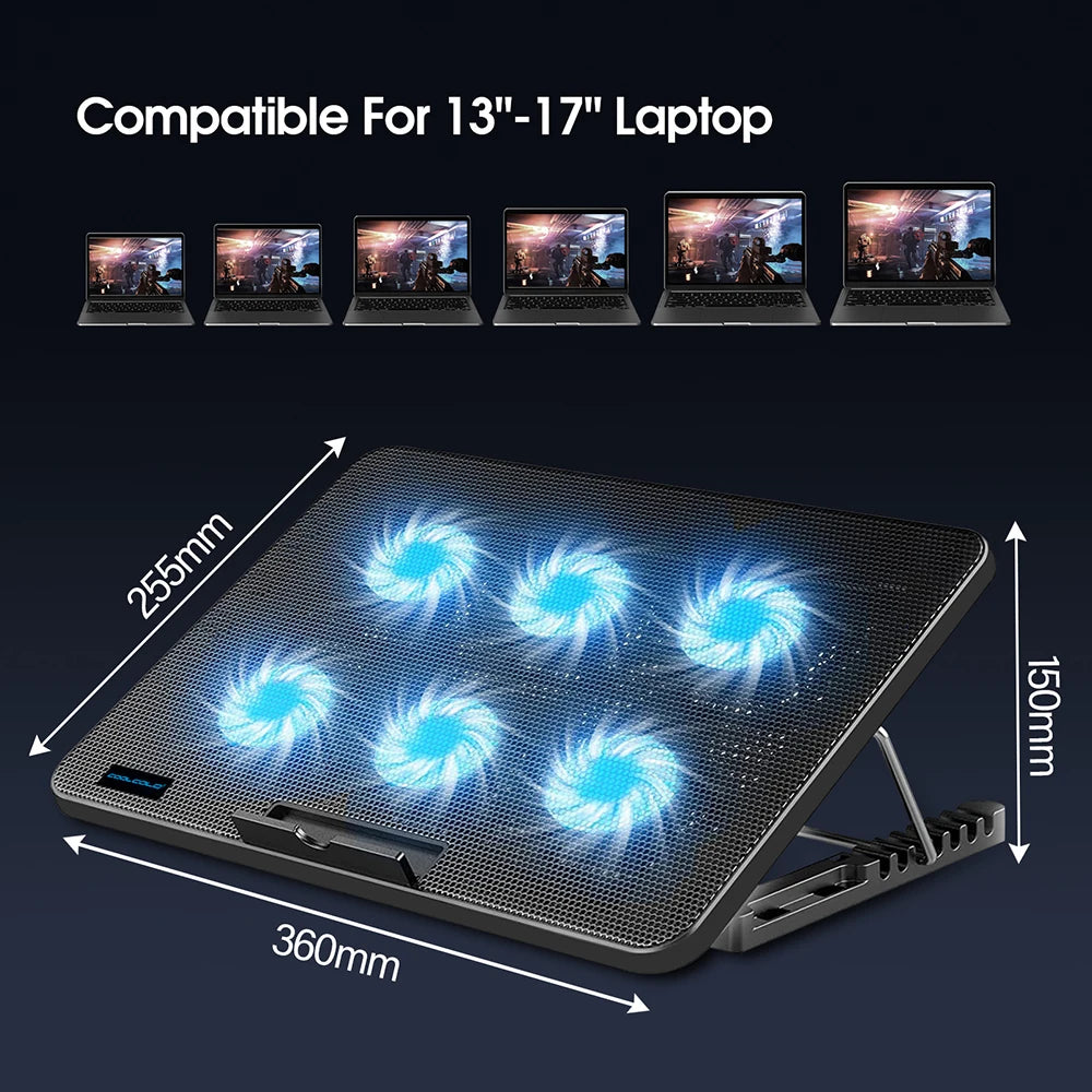 15.6-17.3inch Laptop Cooling Pad with 6 Quiet Fans Coolcold™