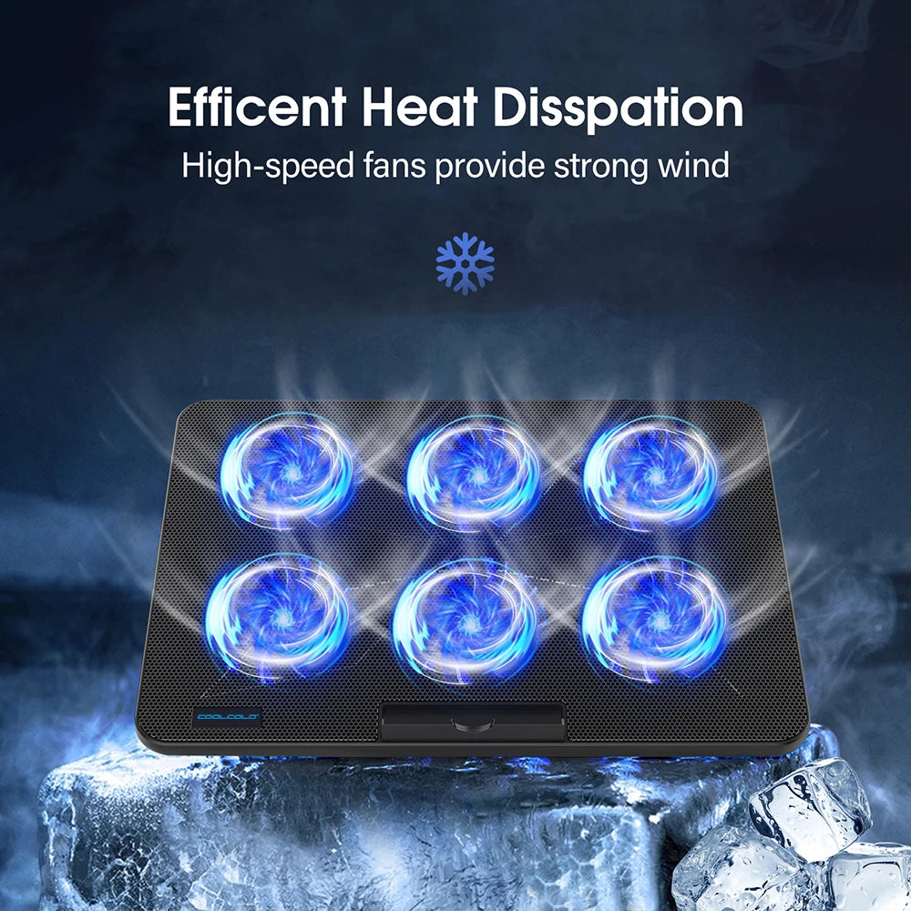 15.6-17.3inch Laptop Cooling Pad with 6 Quiet Fans Coolcold™