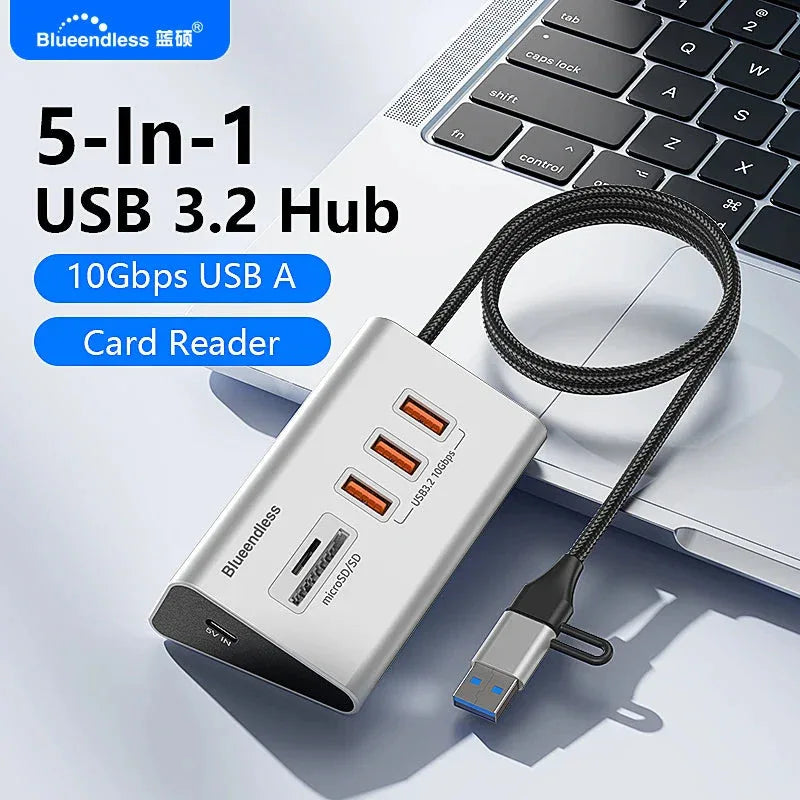 Blueendless Aluminium USB3.2 Gen2 10Gbps 5 ports HUB™ - RS Store