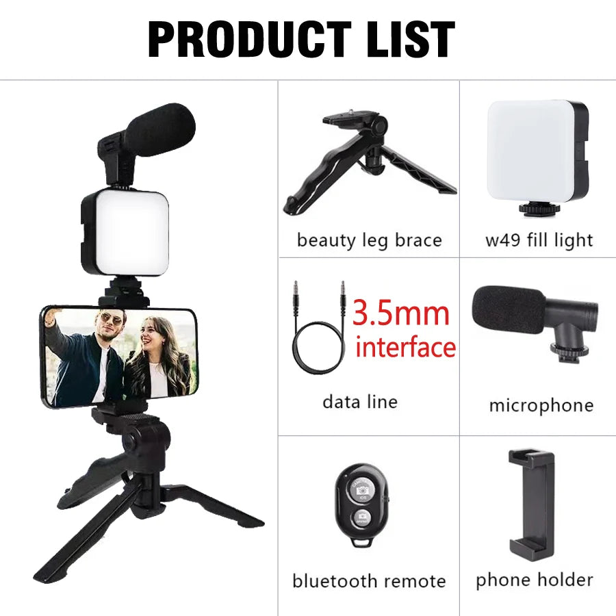Smartphone Vlogging Kit With Tripod Phone Holder Sttkgzd™
