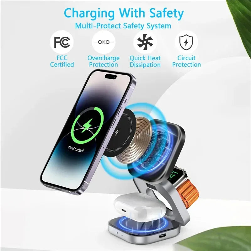 3 In 1 Foldable Magnetic Wireless Charger Stand Vikefon™ - RS Store